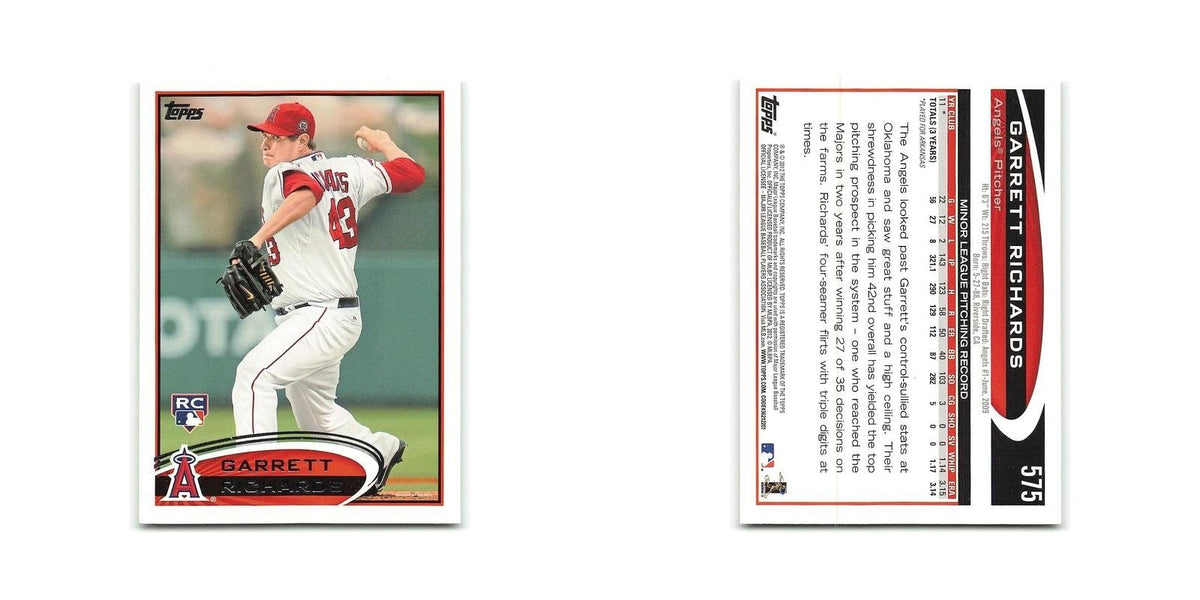 Garrett Richards Rookie 2012 Topps #575 Los Angeles Angels Baseball Card NM