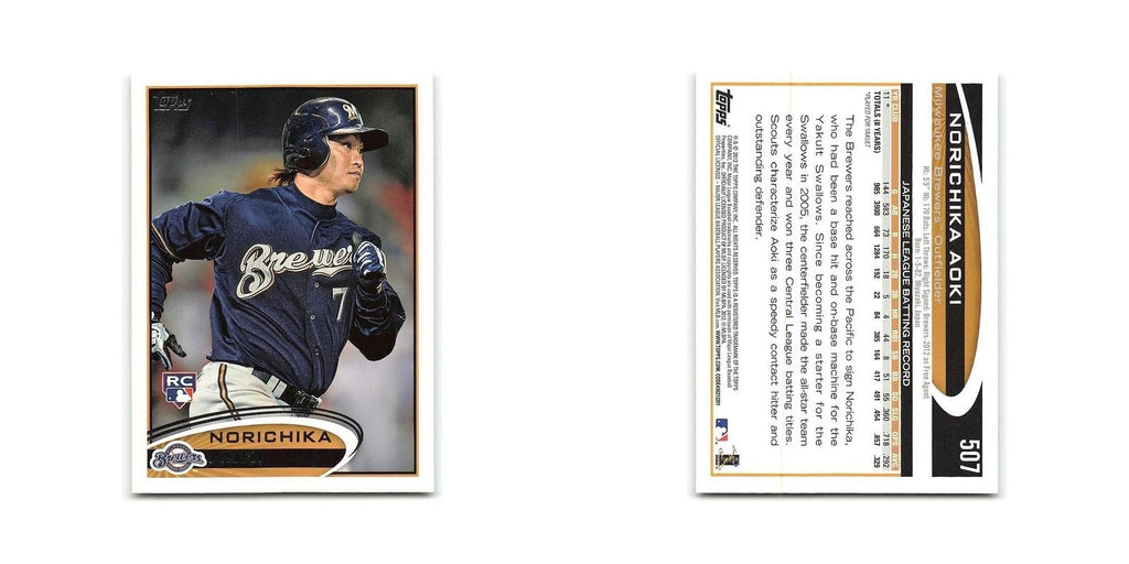 Norichika Aoki Rookie 2012 Topps #507 Milwaukee Brewers Baseball Card NM