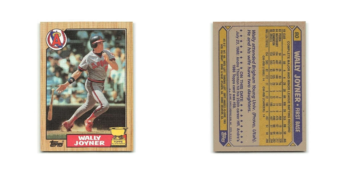 Wally Joyner Rookie Gold Cup 1987 Topps #80 California Angels Baseball Card NM