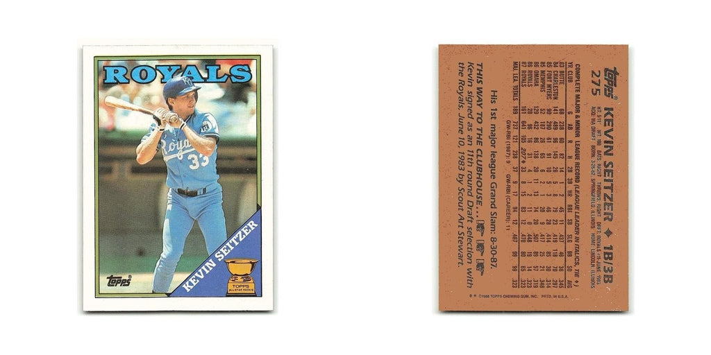Kevin Seitzer Gold Cup 1988 Topps #275 Kansas City Royals Baseball Card NM