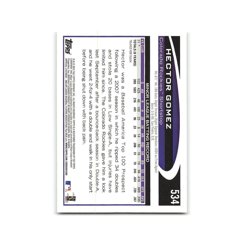 Hector Gomez Rookie 2012 Topps #534 Colorado Rockies Baseball Card NM