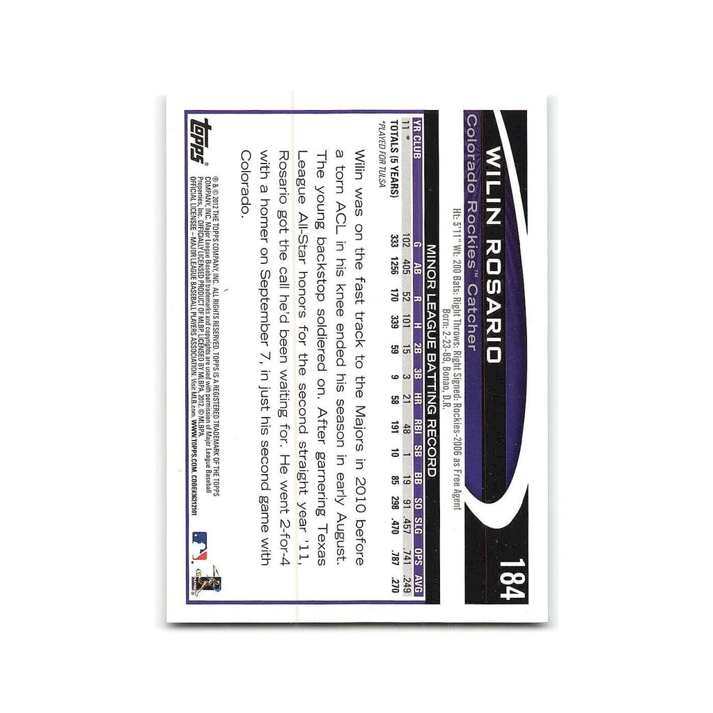Wilin Rosario Rookie 2012 Topps #184 Colorado Rockies Baseball Card NM