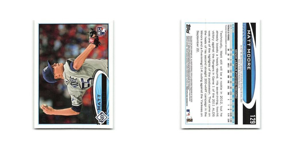 Matt Moore Rookie 2012 Topps #129 Tampa Bay Rays Baseball Card NM