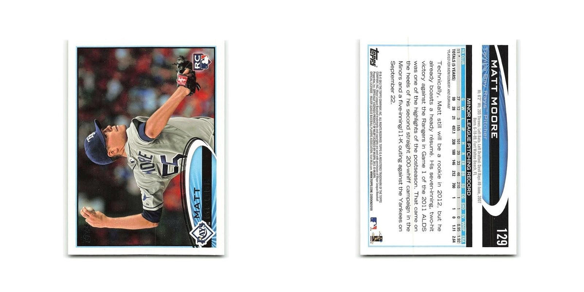 Matt Moore Rookie 2012 Topps #129 Tampa Bay Rays Baseball Card NM