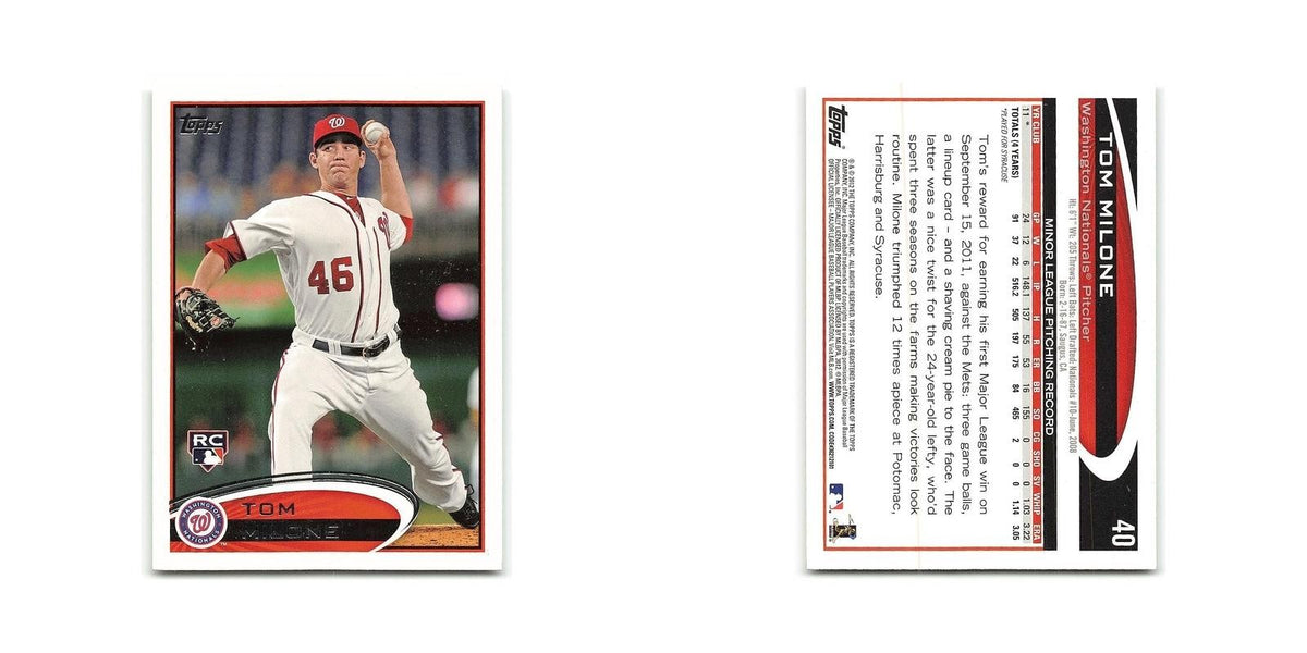 Tom Milone Rookie 2012 Topps #40 Washington Nationals Baseball Card NM