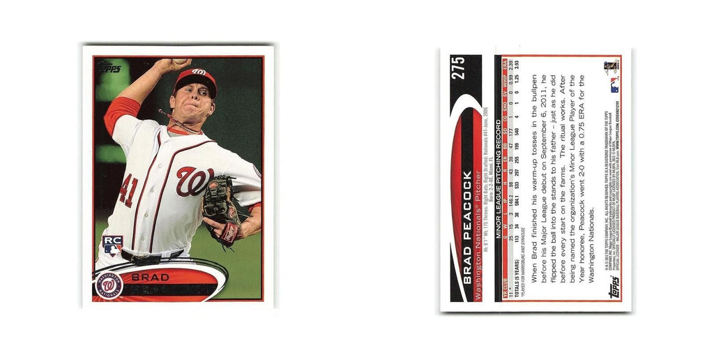 Brad Peacock Rookie 2012 Topps #275 Washington Nationals Baseball Card NM