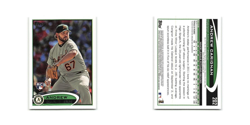 Andrew Carignan Rookie 2012 Topps #202 Oakland Athletics Baseball Card NM