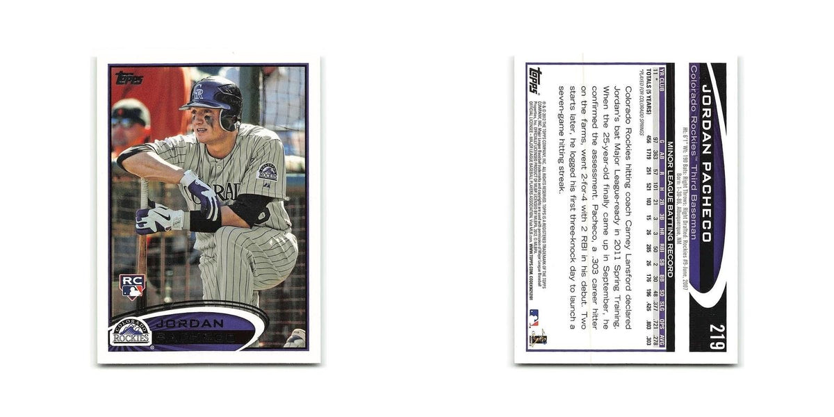 Jordan Pacheco Rookie 2012 Topps #219 Colorado Rockies Baseball Card NM