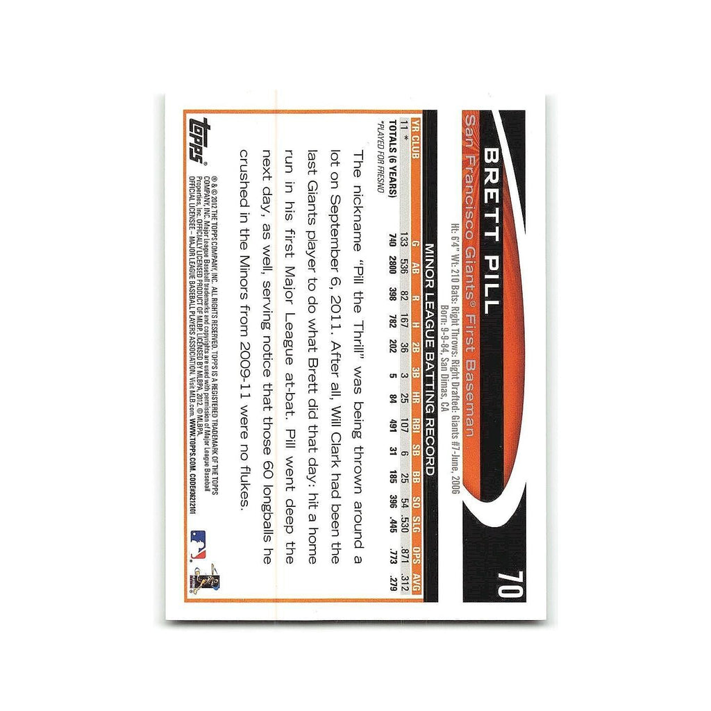 Brett Pill Rookie 2012 Topps #70 San Francisco Giants Baseball Card NM