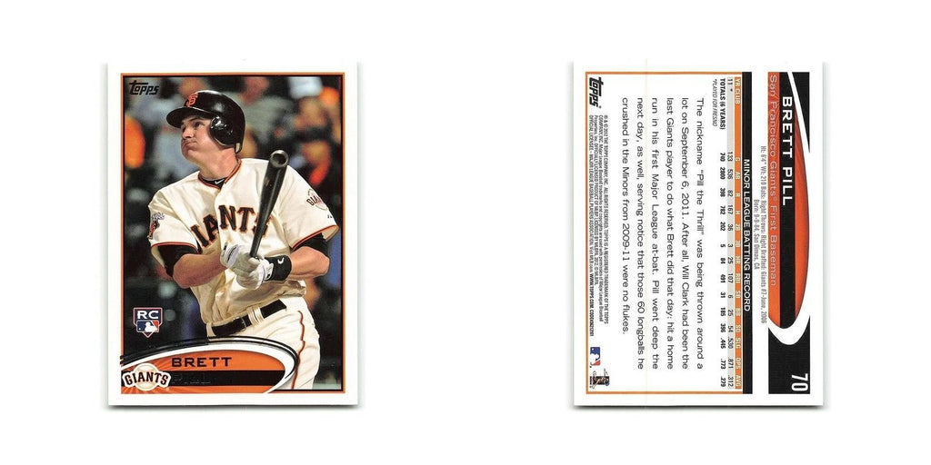 Brett Pill Rookie 2012 Topps #70 San Francisco Giants Baseball Card NM
