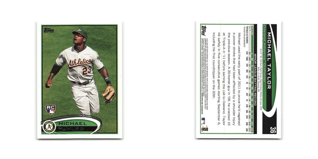 Michael Taylor Rookie 2012 Topps #36 Oakland Athletics Baseball Card NM