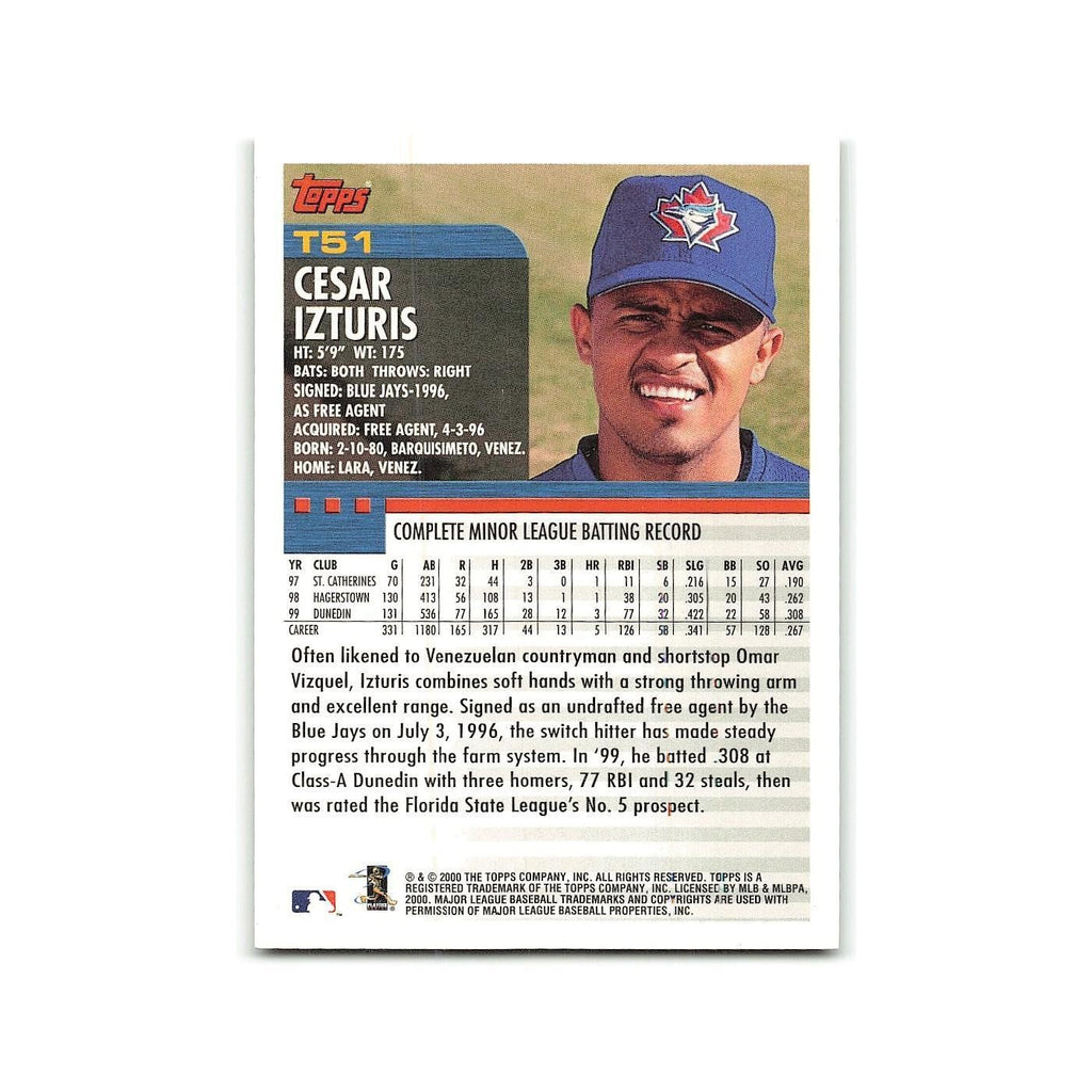 Cesar Izturis Rookie 2000 Topps Traded #T51 Toronto Blue Jays Baseball Card NM