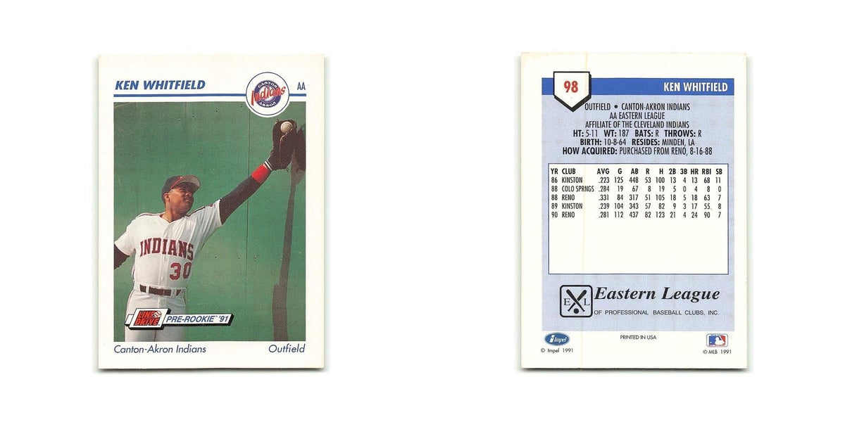 Ken Whitfield 1991 Line Drive AA #98 Canton-Akron Indians Baseball Card NM