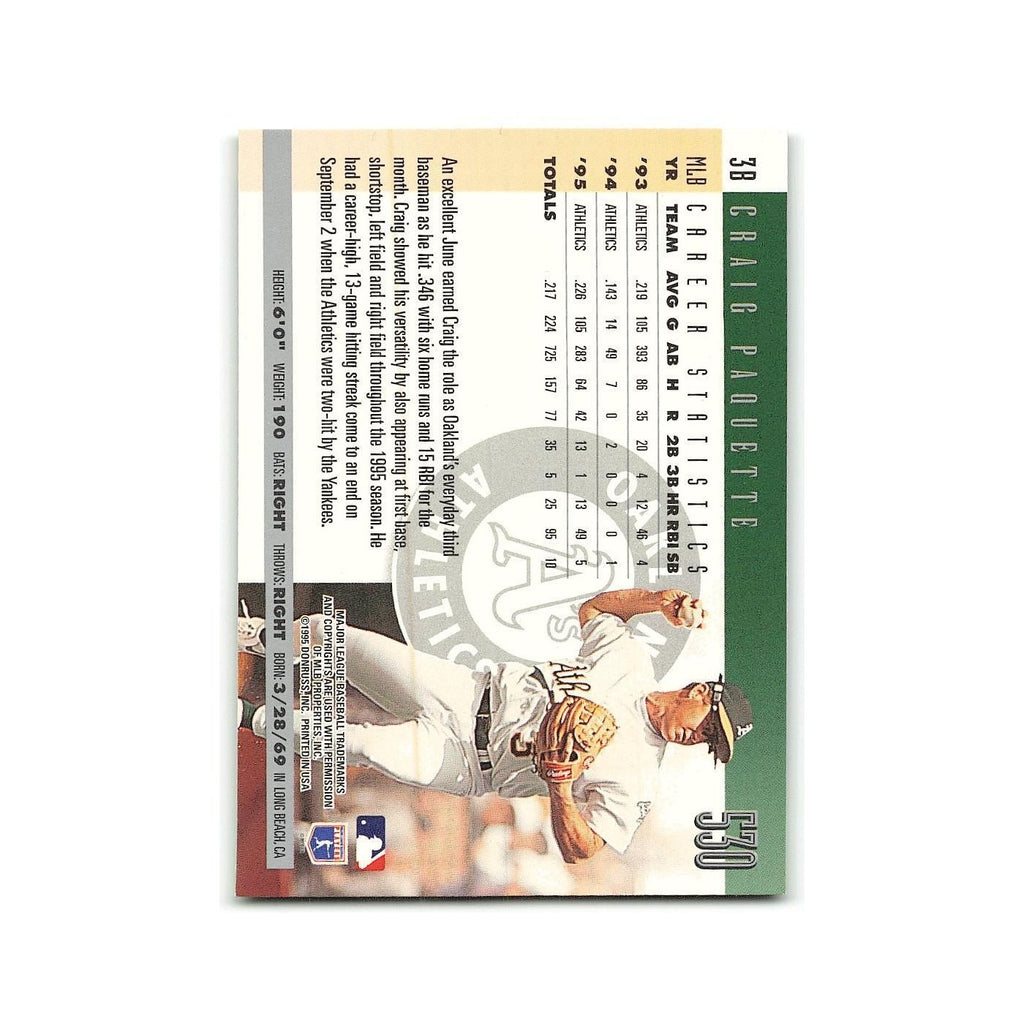 Craig Paquette 1996 Donruss #530 Oakland Athletics Baseball Card NM
