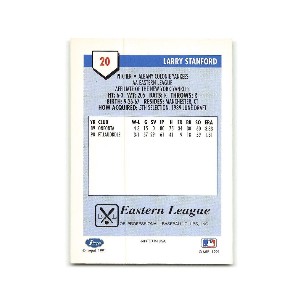 Larry Stanford 1991 Line Drive AA #20 Albany-Colonie Yankees Baseball Card NM