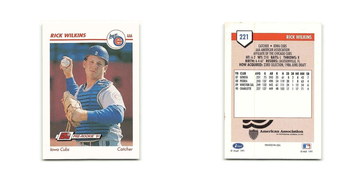 Rick Wilkins 1991 Line Drive AAA #221 Iowa Cubs Baseball Card NM