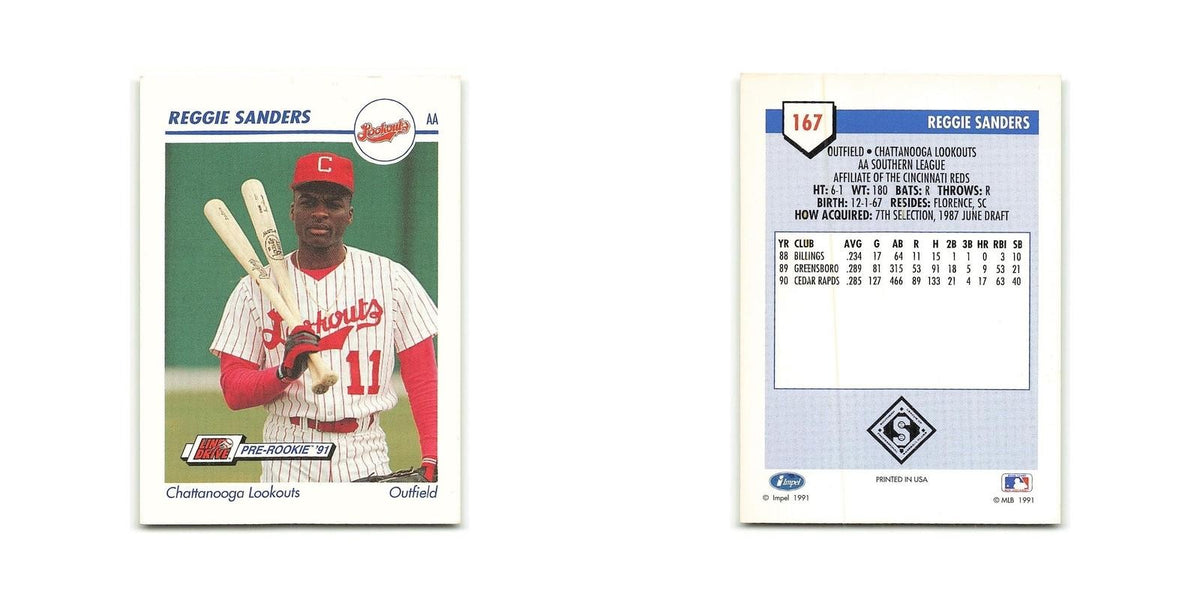 Reggie Sanders 1991 Line Drive AA #167 Chattanooga Lookouts Baseball Card NM