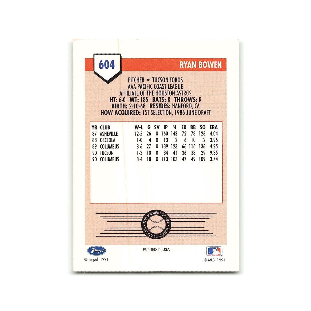 Ryan Bowen 1991 Line Drive AAA #604 Tucson Toros Baseball Card NM