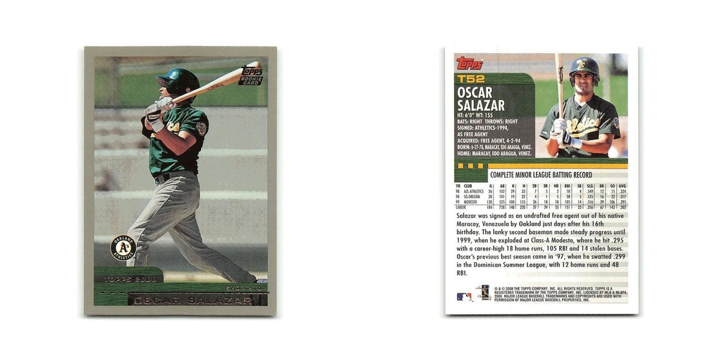 Oscar Salazar Rookie 2000 Topps Traded #T52 Oakland Athletics Baseball Card NM