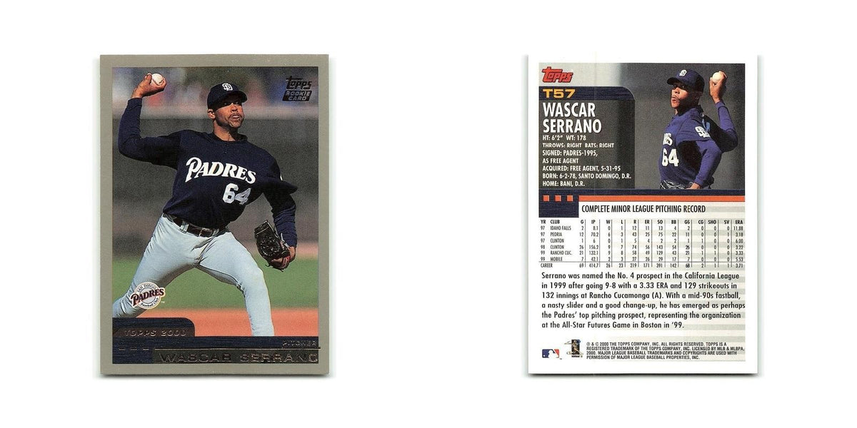 Wascar Serrano Rookie 2000 Topps Traded #T57 San diego Padres Baseball Card NM