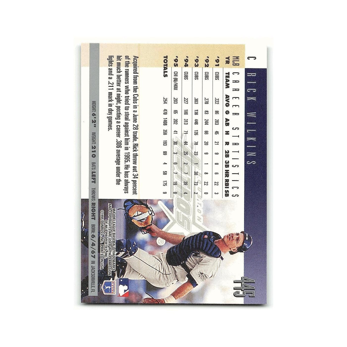 Rick Wilkins 1996 Donruss #445 Houston Astros Baseball Card NM