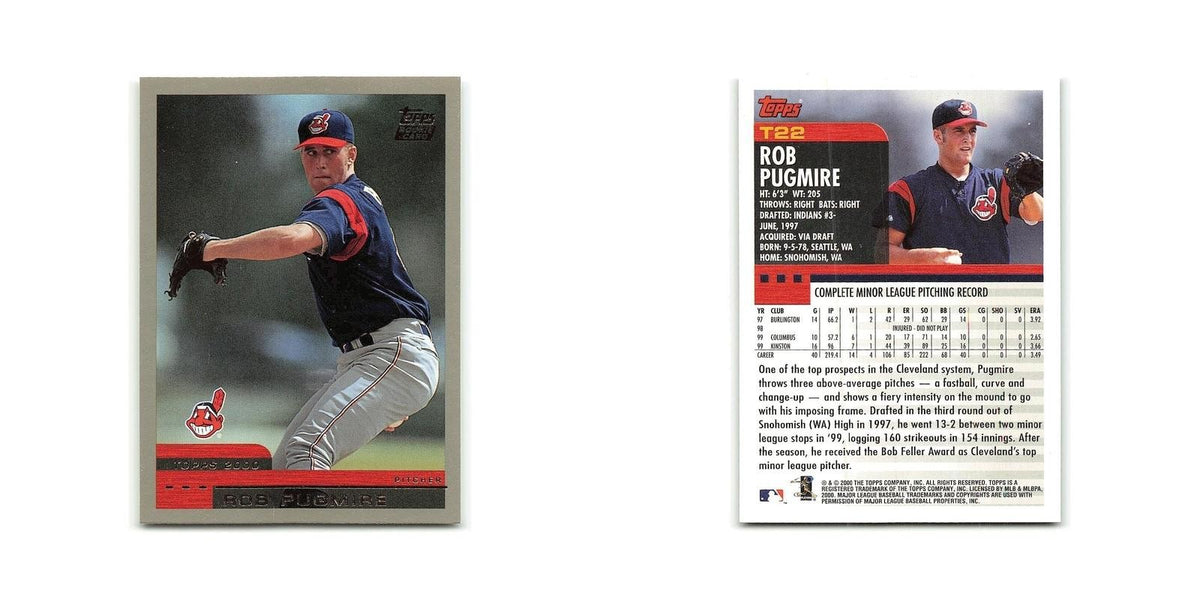 Rob Pugmire Rookie 2000 Topps Traded #T22 Cleveland Indians Baseball Card NM