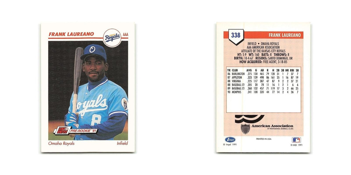 Frank Laureano 1991 Line Drive AAA #338 Omaha Royals Baseball Card NM