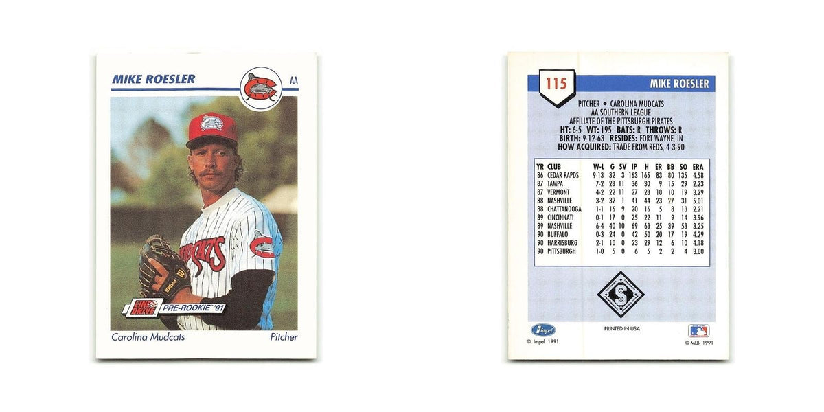 Mike Roesler 1991 Line Drive AA #115 Carolina Mudcats Baseball Card NM