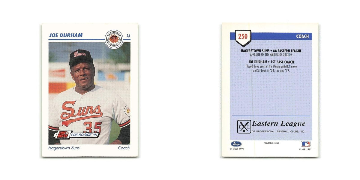 Joe Durham 1991 Line Drive AA #250 Hagerstown Suns Baseball Card NM