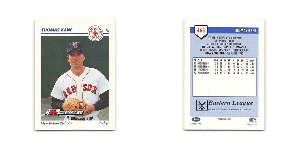 Thomas Kane 1991 Line Drive AA #465 New Britain Red Sox Baseball Card NM