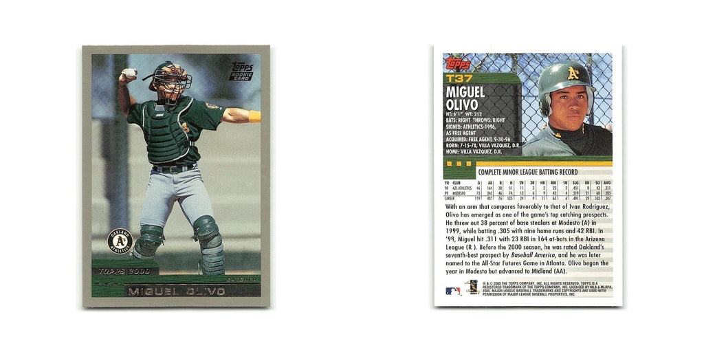 Miguel Olivo Rookie 2000 Topps Traded #T37 Oakland Athletics Baseball Card NM