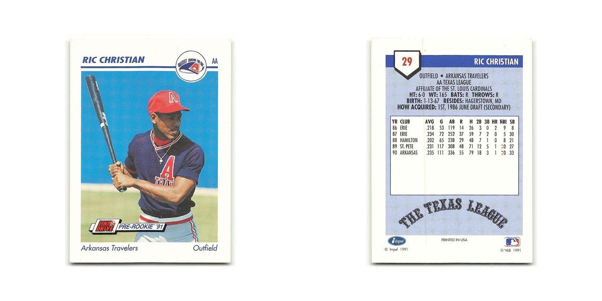 Ric Christian 1991 Line Drive AA #29 Arkansas Travelers Baseball Card NM