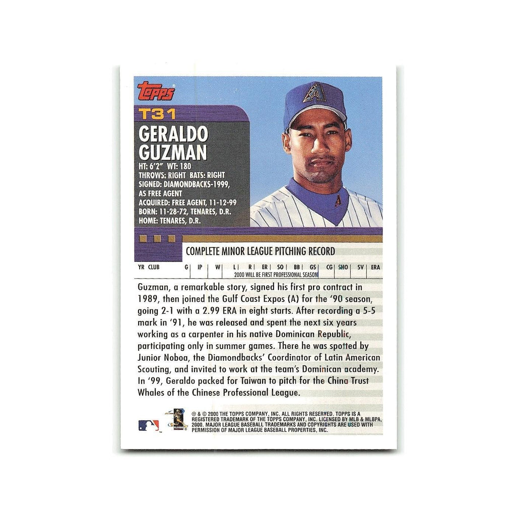 Geraldo Guzman Rookie 2000 Topps Traded #T31 Arizona Diamondbacks NM