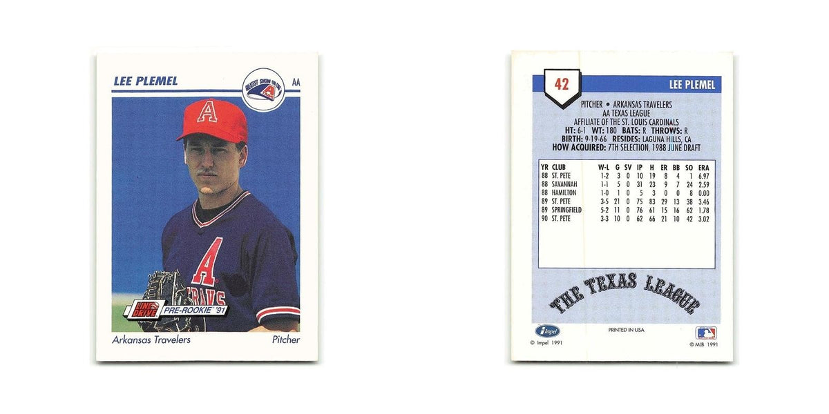 Lee Plemel 1991 Line Drive AA #42 Arkansas Travelers Baseball Card NM