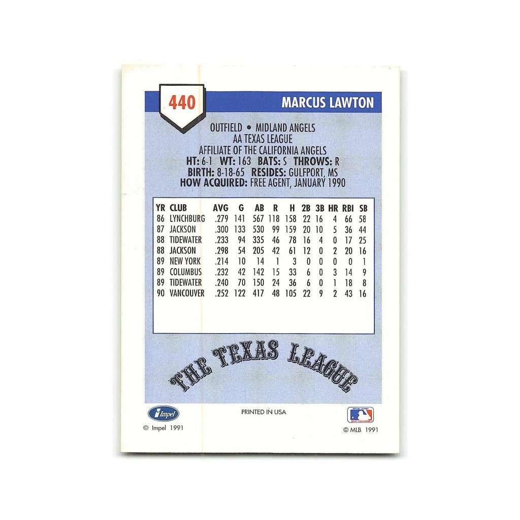 Marcus Lawton 1991 Line Drive AA #440 Midland Angels Baseball Card NM