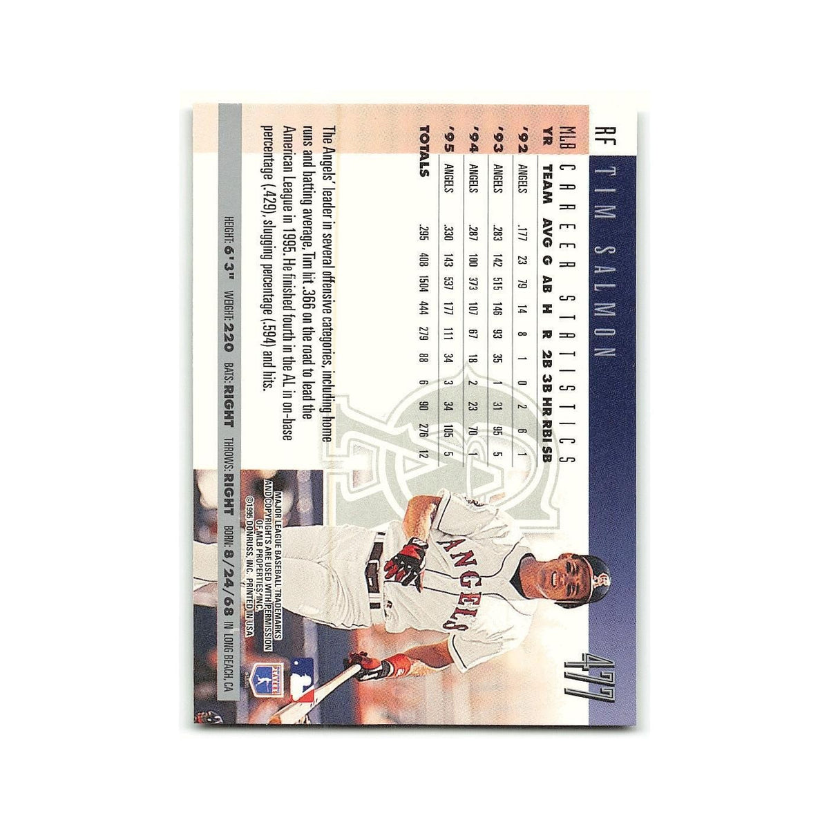 Tim Salmon 1996 Donruss #477 California Angels Baseball Card NM