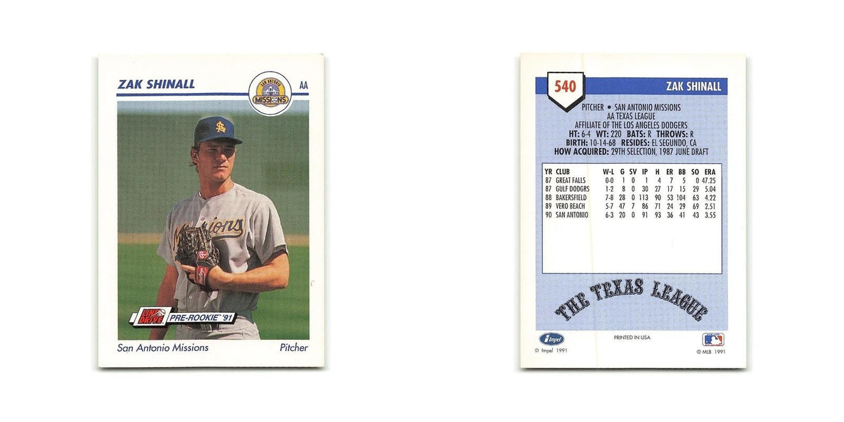 Zak Shinall 1991 Line Drive AA #540 San Antonio Missions Baseball Card NM