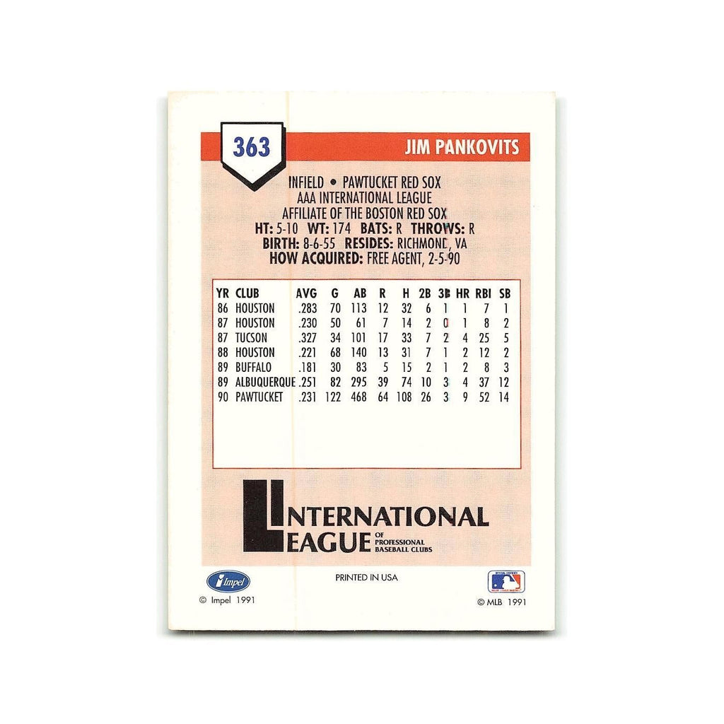 Jim Pankovits 1991 Line Drive AAA #363 Pawtucket Red Sox Baseball Card NM