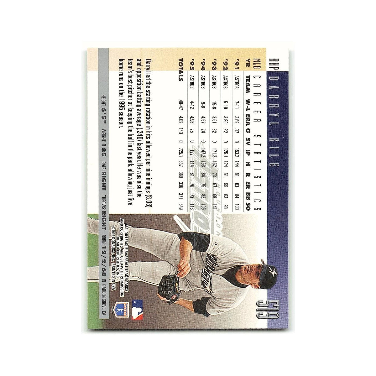 Darryl Kile 1996 Donruss #519 Houston Astros Baseball Card NM