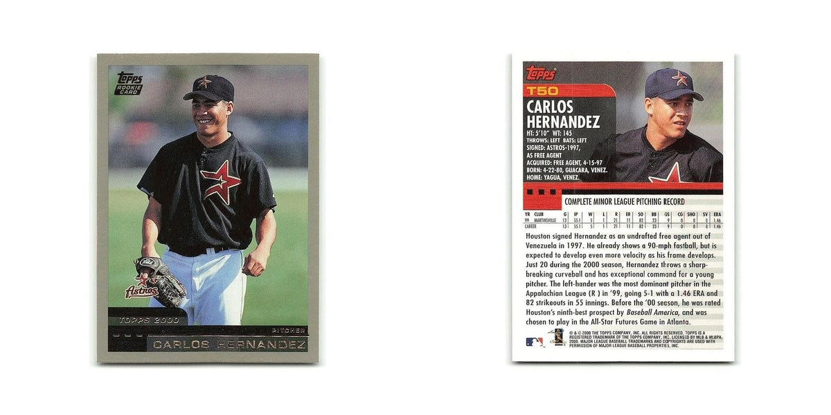 Carlos Hernandez Rookie 2000 Topps Traded #T50 Houston Astros Baseball Card NM