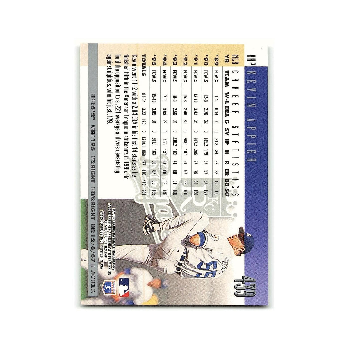 Kevin Appier 1996 Donruss #439 Kansas City Royals Baseball Card NM