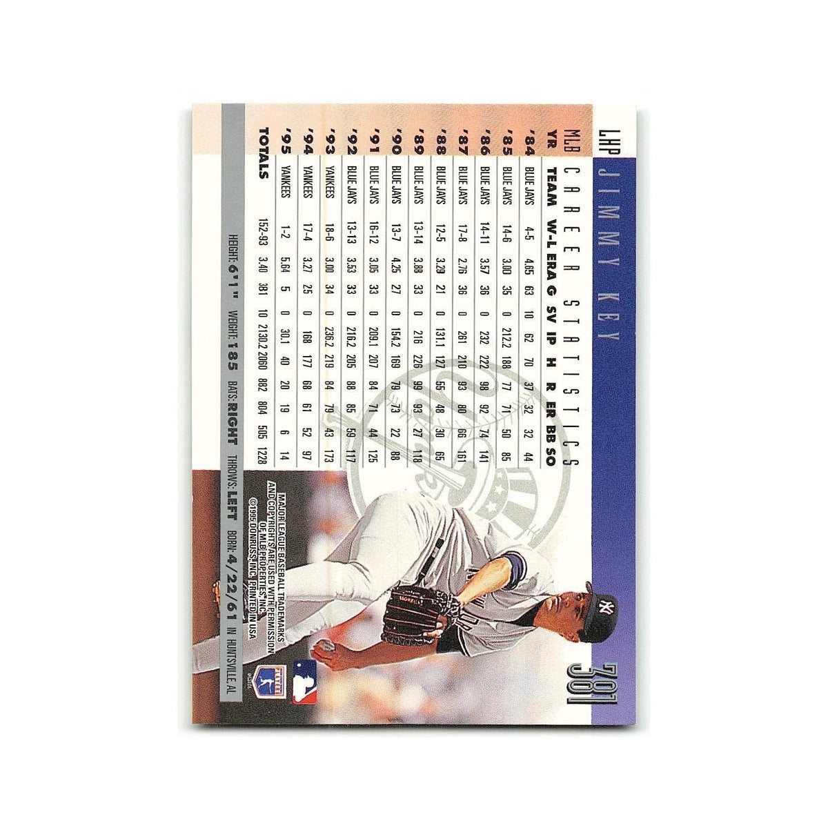 Jimmy Key 1996 Donruss #381 New York Yankees Baseball Card NM