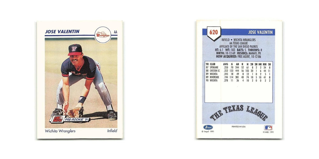 Jose Valentin 1991 Line Drive AA #620 Wichita Wranglers Baseball Card NM
