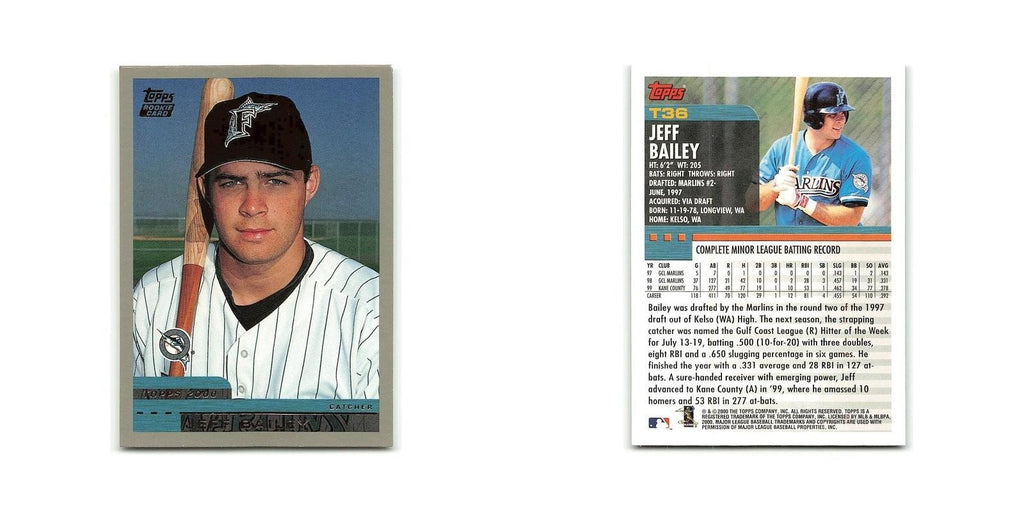 Jeff Bailey Rookie 2000 Topps Traded #T36 Florida Marlins Baseball Card NM