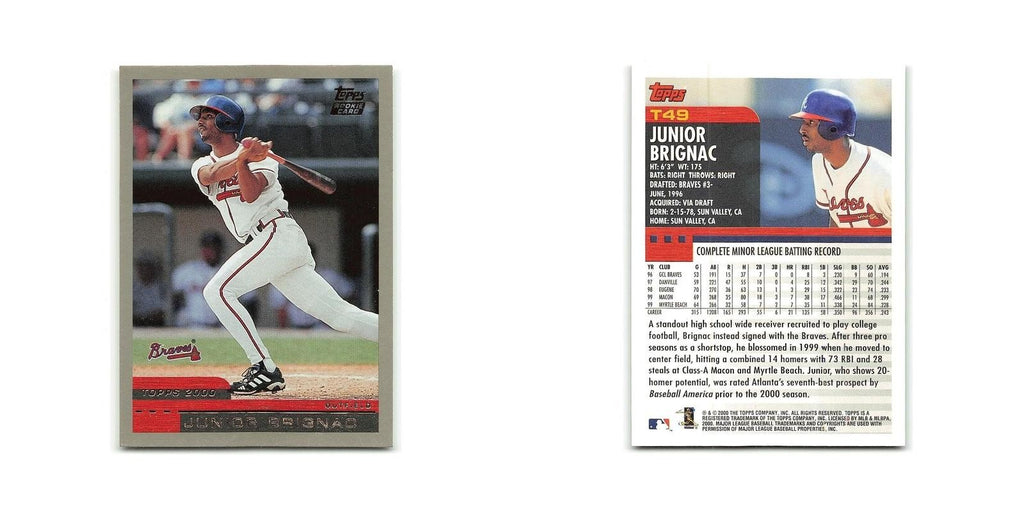 Junior Brignac Rookie 2000 Topps Traded #T49 Atlanta Braves Baseball Card NM