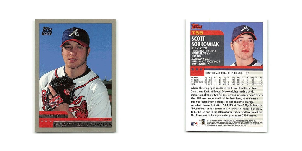 Scott Sobkowiak Rookie 2000 Topps Traded #T65 Atlanta Braves Baseball Card NM
