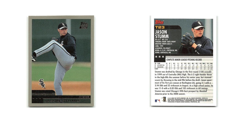 Jason Stumm Rookie 2000 Topps Traded #T23 Chicago White Sox Baseball Card NM