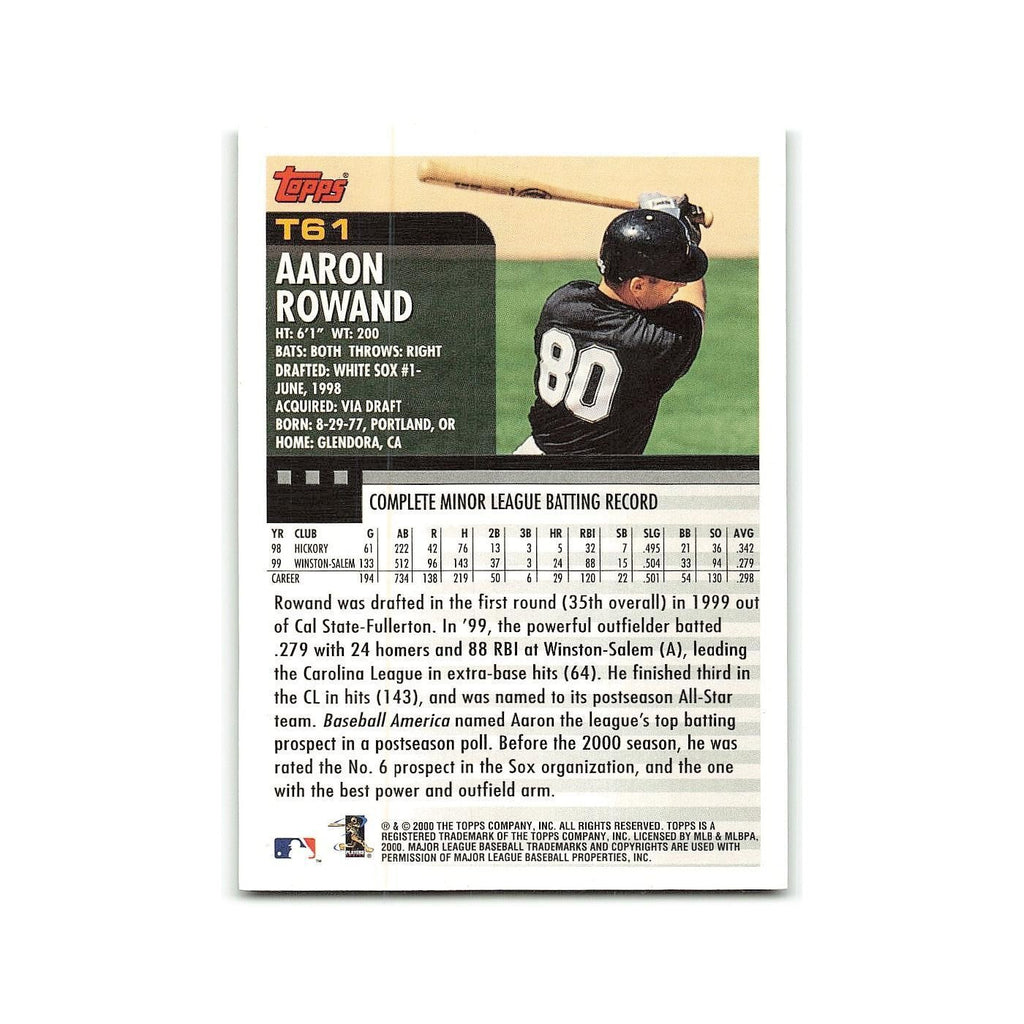 Aaron Rowand Rookie 2000 Topps Traded #T61 Chicago White Sox Baseball Card NM