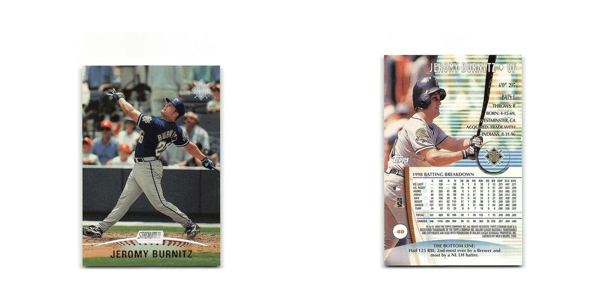 Jeromy Burnitz 1999 Topps Stadium Club #40 Milwaukee Brewers Baseball Card NM