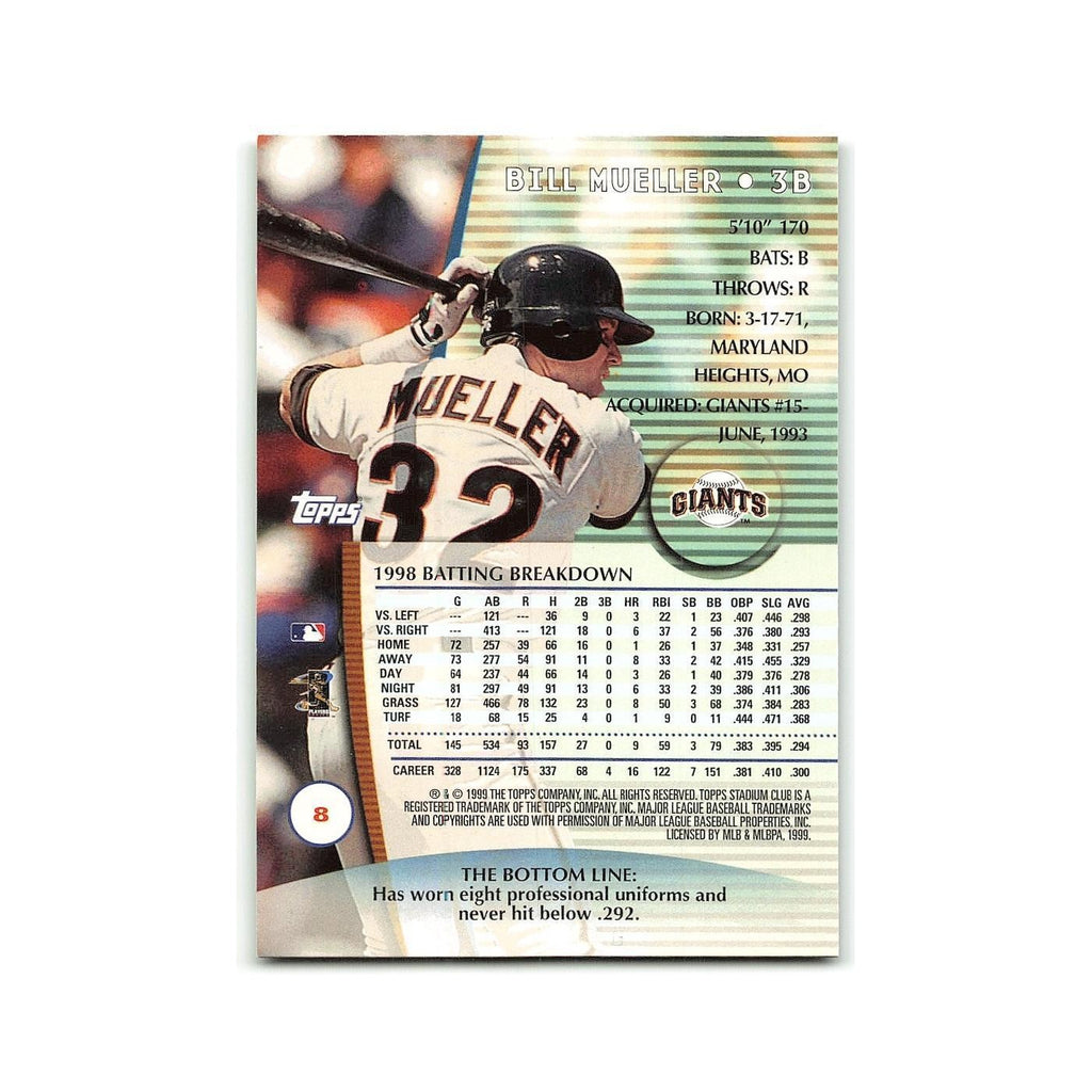 Bill Mueller 1999 Topps Stadium Club #5 San Francisco Giants Baseball Card NM